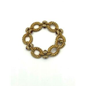 Camrose And Kross Rhinestone Link Gold Tone Vintage 1980s Bracelet